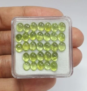 31 Pcs Natural Oval Cabochon Green Peridot AAA Quality Lot Loose Gems 5.8x4.4 MM - Picture 1 of 7