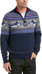 NEU MIT ETIKETT VINEYARD VINES Gr. S VIERTELREISSVERSCHLUSS INTARSIEN MELIERT MUSTER PULLOVER TIEFBLAU - Bild 1 von 4