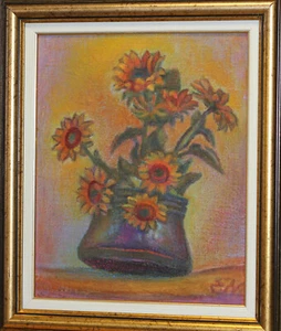 Pintura al óleo Elka Naydenova (1932 - 2016) bodegón con flores firmada - Imagen 1 de 11