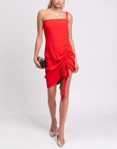 UVP 495€ ALEXIS Pencil Kleid Gr. L Rüschen komplett gefüttert Reißverschluss hinten eine Schulter - Bild 1 von 9