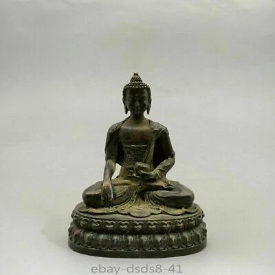 Chinese Tibet Buddha Bronze Statue Shakyamuni Buddha Statue Old Copper Statue - Image 1 of 4