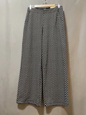 Nuevo con etiquetas Pantalones Max Studio Mujer Cintura Elástica Tiro Medio Pierna Ancha Talla L Negro Gris Geo Foto 1 de 4