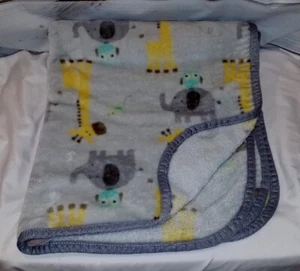 Garanimals Giraffe Bird Elephant Baby Blanket Soft plush Lovey Throw Gray Yellow - Picture 1 of 12