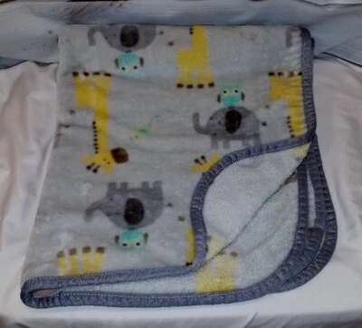 Garanimals 长颈鹿鸟大象婴儿毯柔软毛绒 Lovey Throw 灰色黄色 — 第 1/4 张图片