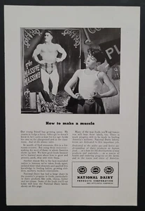 Anuncio impreso National Dairy Milk 1947 vintage 7x10" años 40 Cómo hacer músculo - Imagen 1 de 3