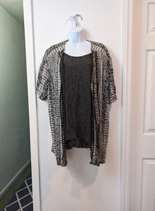 Koret NWT 100% Rayon Faux Twinset Womens 16W Black and White Pattern Top - Bild 1 von 6