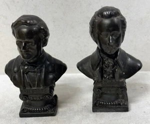 2 Bustes en régule ancien Wagner et Mozart de Piedbeuf 1928 - Imagen 1 de 8
