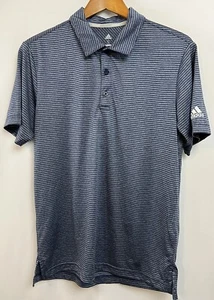 Men's Adidas Golf Polo In Size Small Blue w/Navy Stripes - Picture 1 of 4