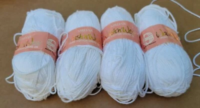 Sirdar x4 Wash 'n' Wear Blanco 50g 114 yardas Algodón Puro Crepé DK 3 Hilos Foto 1 de 4