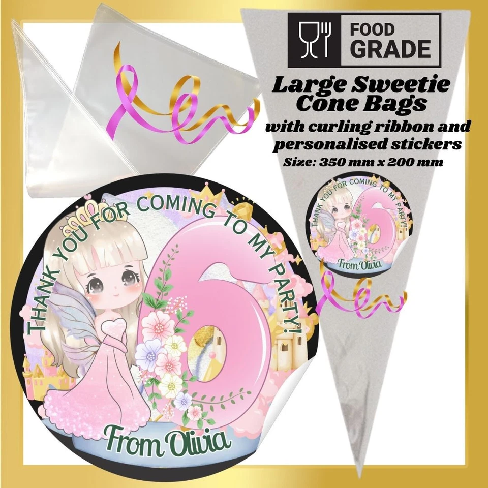 Hada Princesa Personalizada Edad 1-10 Hágalo Usted Mismo Sweetie Cono Caramelo Kit Bolsa de Fiesta Foto 1 de 4