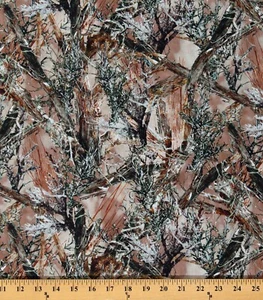 Cotton Camouflage Camo Trees Leaves MC2 Brown Fabric Print by the Yard D765.43 - Picture 1 of 1