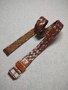 American Eagle Women's 1.75" Wide Braided Leather Belt Size 36 To 38 Waist Read - Picture 1 of 6
