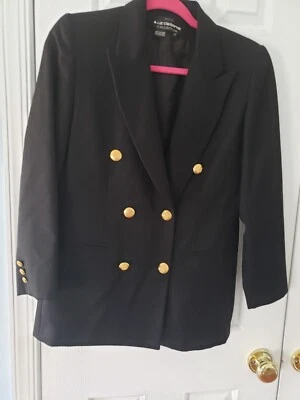 Blazer vintage Liz Claiborne Classics negro lana doble botonadura para mujer talla 2 P Foto 1 de 4