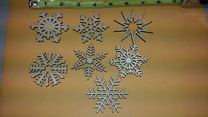 SNOWFLAKE Ornament LOT unfinished - Laser cut - Lot of 7 - 2.5" size- xmas craft