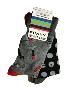 Calcetines Funky Para Hombre Calcetines Novedad 1 Paquete 2 Pares Zapatos Talla 4-10 Nuevas Herramientas Negro Gris Foto 1 de 2