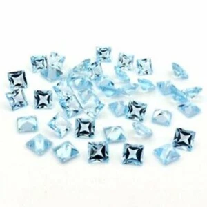 3MM TO 10MM NATURAL SKY BLUE TOPAZ SQUARE CUT FACETED LOOSE GEMSTONE FOR JEWELRY - Picture 1 of 3