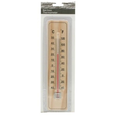 Thermometer Außen Innen Holz Außenthermometer Analog Raum Gartenthermometer Bio - Bild 1 von 2