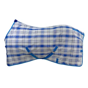 Showman 1000D Royal Blue Plaid Mesh Fly Sheet - Picture 1 of 3