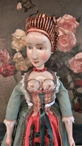 19" French Royal Court Doll — Anatomical, Hand-Carved Wood, Gesso Finish ,OOAK - Picture 1 of 24