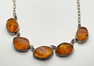 Bernsteinkette  Bernstein Amber Halskette Necklace 925 Silber Kette  Collier 374 - Bild 1 von 4