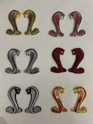 Metal Cobra Snake Dash Shelby  Fender Grille Emblems badge Ford Mustang 3.75 in - Image 1 of 4