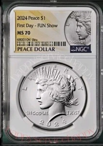 2024 Peace Silver Dollar Uncirculated NGC MS70 , FUN First Day FDI -% - Picture 1 of 1