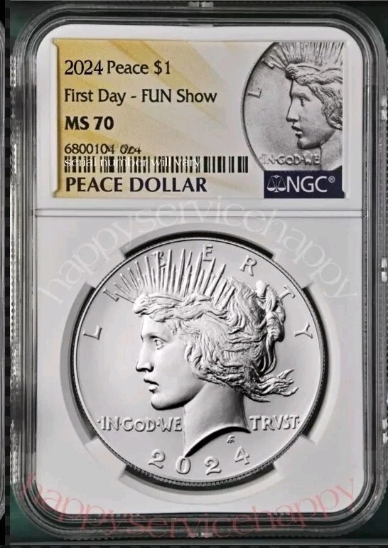 2024 Peace Silver Dollar Uncirculated NGC MS70 , FUN First  Day FDI -% - Image 1 of 1