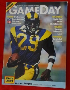 Sept 16 1984 NY JETS Program Cincinnati Bengals - MARK GASTINEAU, Eric Dickerson - Picture 1 of 2
