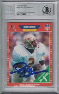 Deion Sanders Signed Atlanta Falcons 1989 NFL Pro Set Rookie Card BAS 25078 - Picture 1 of 1