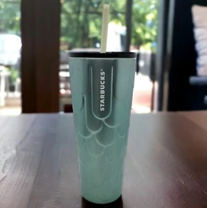 Vasos Starbucks 2022 escamas de sirena verde brillo texturizado ventilación 24 oz taza fría - Imagen 1 de 7