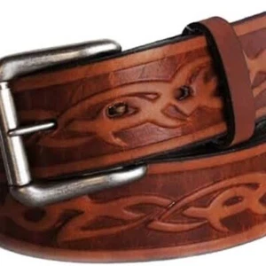 R. G. Bullco Western Braun Vollnarbenleder Gürtel Unisex Western 40 Made in USA - Bild 1 von 11