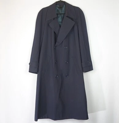 Винтажный Christian Dior Monsieur темно-синий чисто Virgin шерсти длинное пальто, размер большой - Изображение 1 из 4