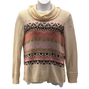 Talbots Rollkragen Pullover Large Fair Isle Knopfdetail Urlaub Preppy Nordic - Bild 1 von 13