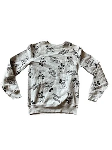 Disney Mickey Mouse Sweatshirt Juniors Girl Size XS XSmall Long Sleeve Gray EUC - Picture 1 of 9