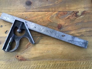 Moore & Wright 12" Kombination Vierkant & Zollstock Ingenieure Vintage altes Holzwerkzeug - Bild 1 von 4
