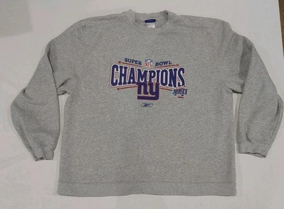Sudadera De Colección New York Giants Reebok Super Bowl XLII Cuello Redondo Adulto Talla XL Foto 1 de 4