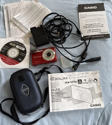 Casio Digital Camera Exilim EX-Z70 7.2MP Red Tested Complete Case Box Book EUC - Image 1 of 4