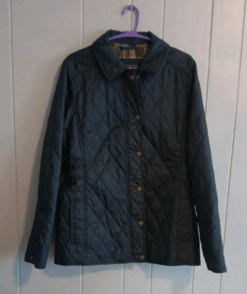 Jaqueta de Equitação Feminina Vintage LL Bean Med Reg Acolchoada Forrada Xadrez - Imagem 1 de 4