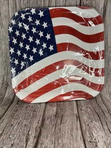 12 Pieces Square Summer Party Patriotic Fourth of July Paper Plates 9x9 in - Picture 1 of 1
