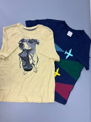 Hannah Andersson youth boys 6-7 lot of 2 short sleeve casual t-shirts dog plane - Image 1 of 4