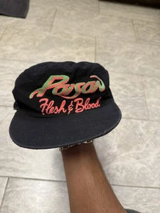 Vintage 1990s Poison Flesh And Blood Tour Hat Black Music Tour Graphic One Size - Picture 1 of 6