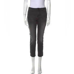 Nili Lotan Size XS US 25 Black Mid Rise Flap Back Pockets Narrow Leg Jeans - Picture 1 of 8