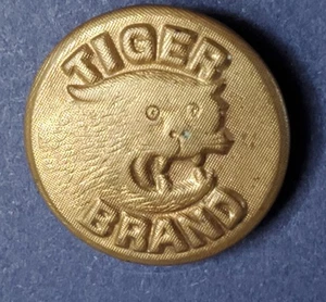Bb  TIGER BRAND Antique Brass OVERALL BUTTON Wobble shank Medium textured - Picture 1 of 2