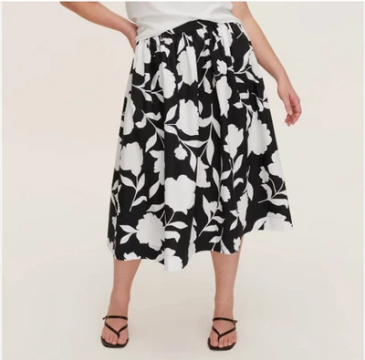 Kate Spade NY Black & White Floral Midi Skirt Sz Medium NWT - Image 1 of 4