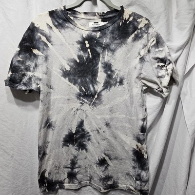 Camisa Topman masculina média (38-40) preta e branca tingida Hippy Physch - Imagem 1 de 4