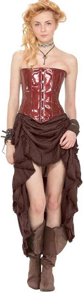ThePirateDressing Women Steampunk High-Low Shredded Edges Skirt - Chocolate - Image 1 of 1