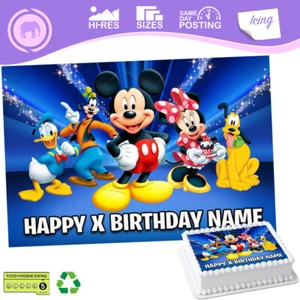Mickey Mouse Cake Topper Personalised Decoration Rectangle sizes inc Costco - Picture 1 of 6