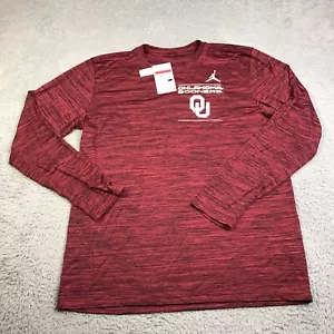 Nike Oklahoma Sooners Shirt Mens L Heather Red Long Sleeve Performance Crew NEW - Picture 1 of 11