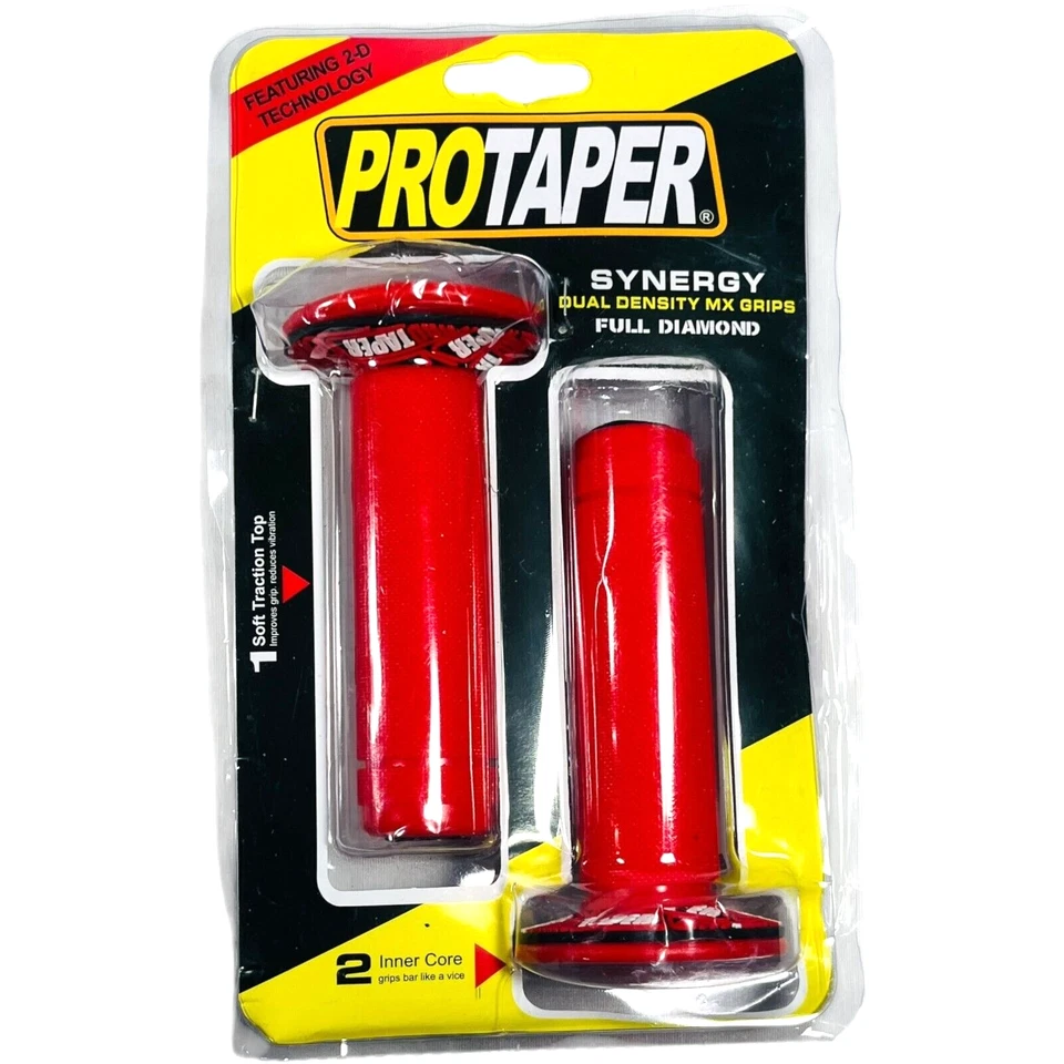PROTAPER Full Diamond MX Grips - Motorcycle Grips - RED - NEW & Sealed - Image 1 of 4