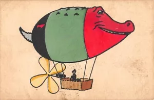 ARTIST FANTASY IMAGE ~ PIG SHAPED BALLOON IN FLIGHT, SAVORY PUB ~ 1910S - Picture 1 of 2